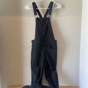 American Eagle Black Denim Overalls Ripped Jeans 0 Short